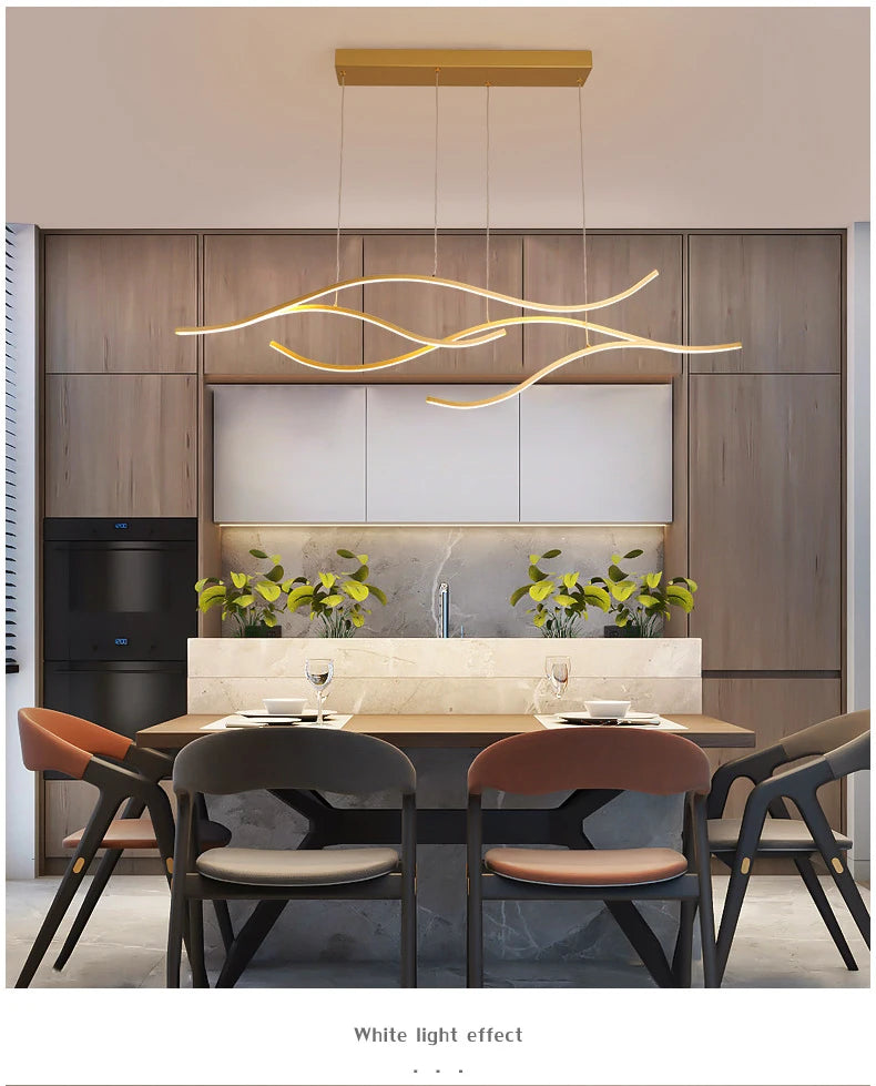 Modern Minimalist Led Chandelier Creative Personality Dining Room Bar Pendant Light Lighting Kitchen Hanging Lamp Lustre Fixture