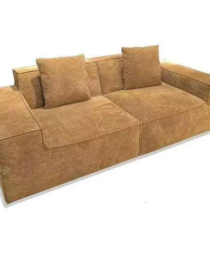 Compressed fabric sofa corduroy small unit straight row full sponge sofa without skeleton tofu block sofa