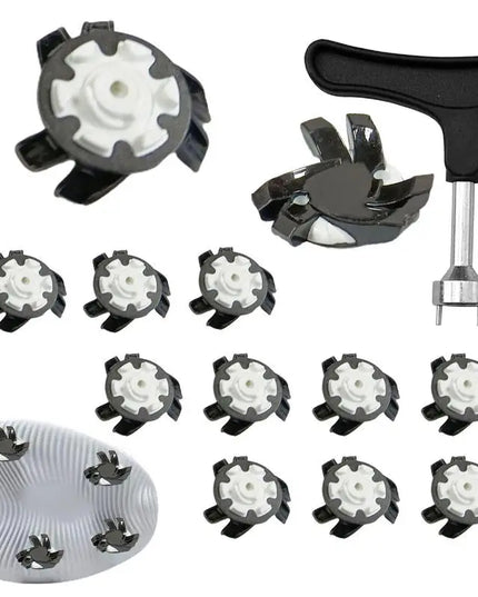 Golf Shoe Spikes Replacements 12 Pieces Footwears Anti Slip Golf Cleat Quick Twist Golf Spikes Golf Cleats Portable Wrench Screw