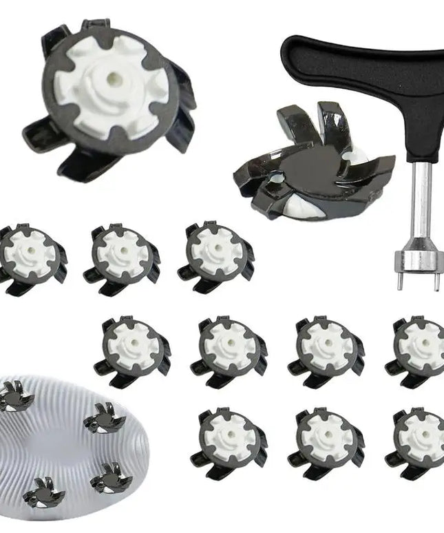 Golf Shoe Spikes Replacements 12 Pieces Footwears Anti Slip Golf Cleat Quick Twist Golf Spikes Golf Cleats Portable Wrench Screw