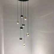 Modern LED Crystal Chandelier Art Decor Ball Long Hanging Lamps for Staircase Minimalist Round Gold Creative Lighting Fixtures
