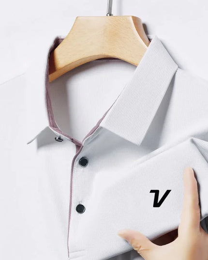 2025 new men's golf jersey summer collar, loose, elastic, quick drying and moisture absorption