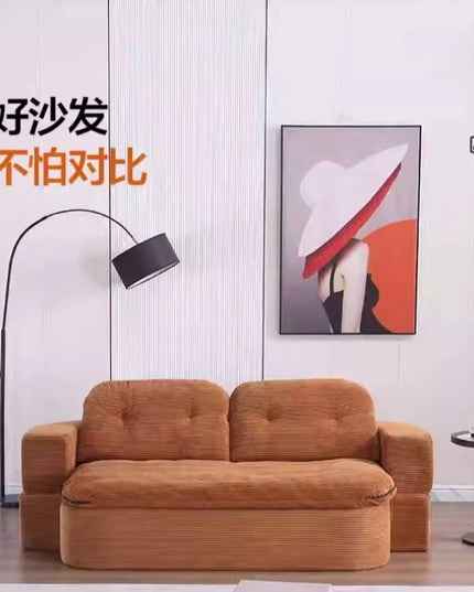 Living Room Corduroy Sofa Vacuum Compressed Sponge Bedroom Multifunctional Sofa Bed Comfortable Remove Washable Home Decoration