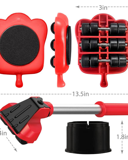 Professional Furniture Mover Tool Set Heavy Stuffs Transport Lifter Wheeled Mover Roller with Wheel Bar Moving Hand Device