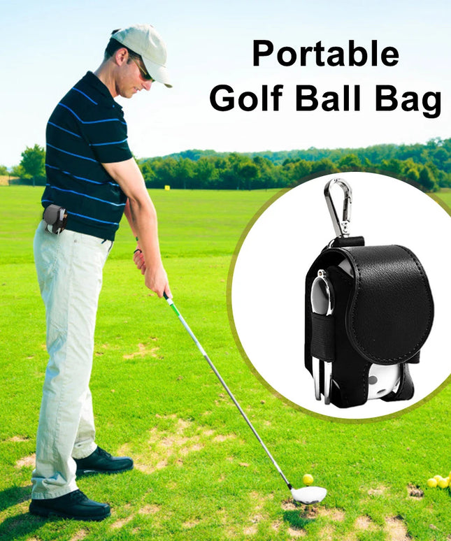 1PC Golf Ball Bags Mini Ball Storage Bags PU Leather Hang On Waist Golf Ball Bag Pouch With Metal Buckle Golf Belt Ball Bags
