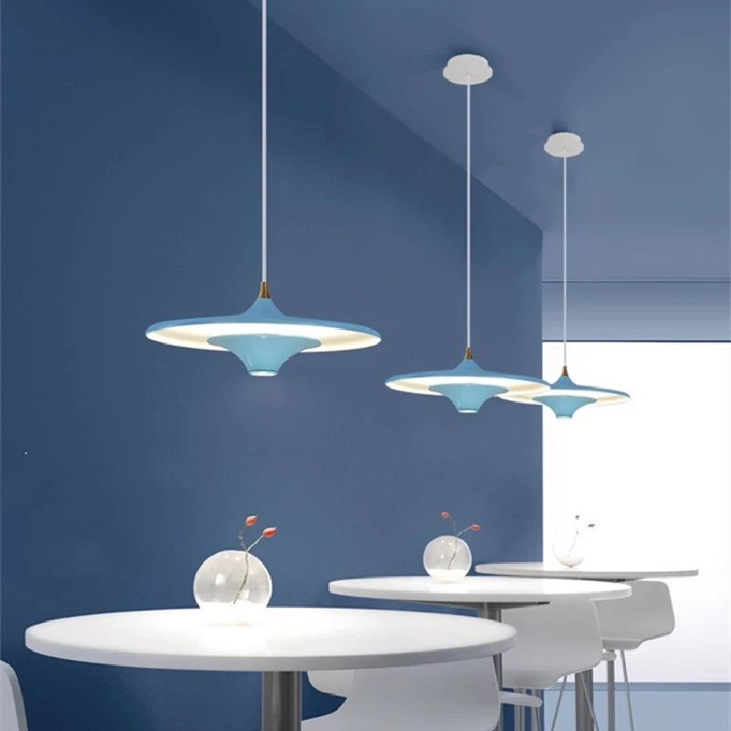 Modern Restaurant LED Chandelier Ceiling Pendant Light Dining Table Hanging Lamp Home Decor 1 Head UFO Indoor Lighting Fixture