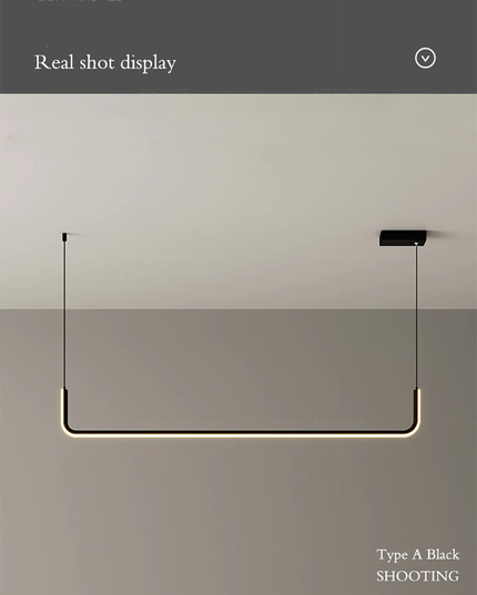 Modern LED Strip Chandelier Light Restaurant Kitchen Decor Ceiling Gold Hanging Pendants Living Room Lighting Indoor Lamp Lustre