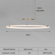 Modern Round Restaurant Chandelier Lighting LED Used For Kitchen Living Room Decoration Hanging Ring Dining Room Table Lamps