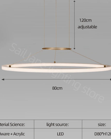 Modern Round Restaurant Chandelier Lighting LED Used For Kitchen Living Room Decoration Hanging Ring Dining Room Table Lamps