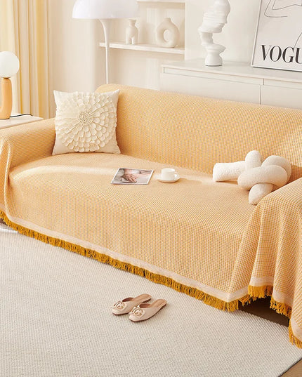 Sofa Towel  with Full Coverage Ins Cream Wind Cotton Yarn Camping Blanket Sofa Cushion Cover All  Season Universal All Inclusive