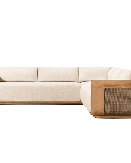 High Quality Hotel Patio Sectional L Shape Sofa Garden Set All Weather Rattan Teak Outdoor Furniture Set