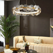 Modern LED Chandelier Lamp For Living Room Bedroom Dining Kitchen Ceiling Lights Ring Glass Flower Design Suspension Light