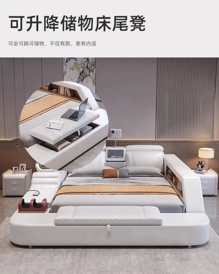 Comforter Mattresses Double Bed Luxury Organizer Bedframe Headboards Double Bed Bedroom Smart Camas De Dormitorio Furniture Home