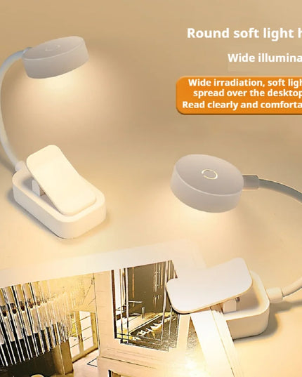 Rechargeable Portable LED Table Lamp Book Lights Adjustable Eye Protection Night Light Mini 360°Clip-On Reading Battery Desk Lam