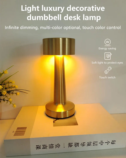 Rechargeable Led Table Lamp Retro Night Light Desk Bar Coffee Dining Room Home Decor Wireless 3 Colors Dimmable Touch Switch