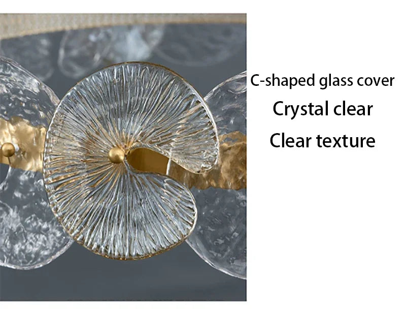 Modern LED Chandelier Lamp For Living Room Bedroom Dining Kitchen Ceiling Lights Ring Glass Flower Design Suspension Light