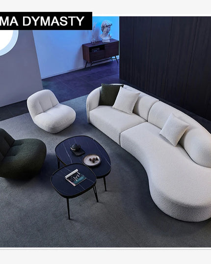 curved sofa modern minimalist living room large apartment concubine light luxuryinsWind shaped corner fabric sofa