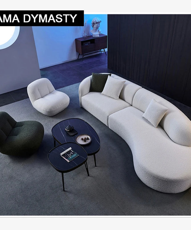 curved sofa modern minimalist living room large apartment concubine light luxuryinsWind shaped corner fabric sofa