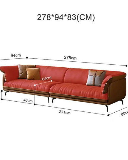 Modern Minimalist Living Room Leather Sofa  Apartment Furniture Set Combination Wtih Customzied Color