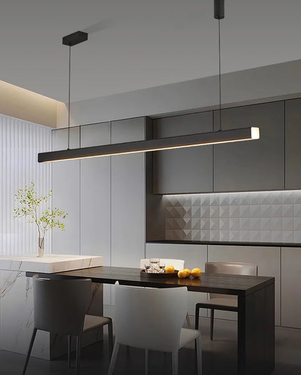 Modern LED linear chandelier for dining room office white bar pendant lights kitchen island lighting black minimalist lamp