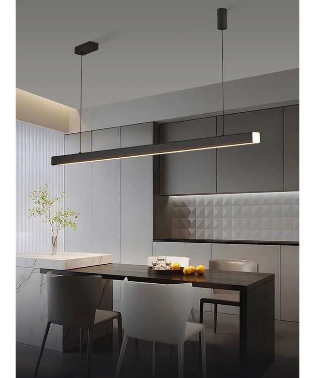 Modern LED linear chandelier for dining room office white bar pendant lights kitchen island lighting black minimalist lamp