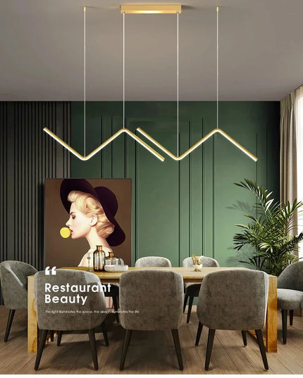 Modern LED irregular long chandelier adjustable chandelier dining room bedroom kitchen home decoration lighting