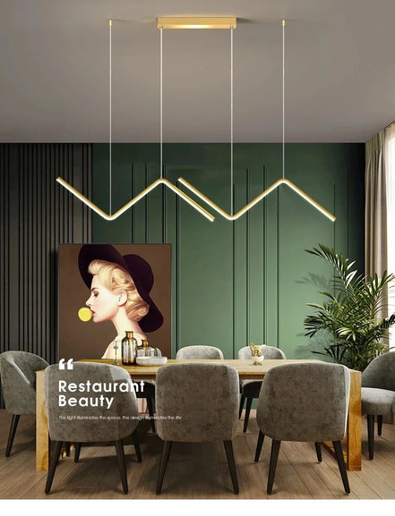 Modern LED irregular long chandelier adjustable chandelier dining room bedroom kitchen home decoration lighting