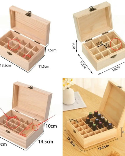 New Wooden Essential Oil Storage Box 12/15/16/25 Slots Durable Aromatherapy Container Essential Oil Carry Case Home Use