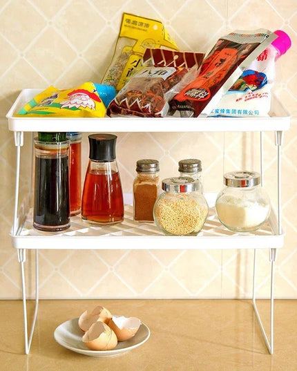 Home Closet Organizer Storage Shelf Kitchen Adjustable Storage Rack Shelves Cabinet Holders Space Saving Makeup Organizer