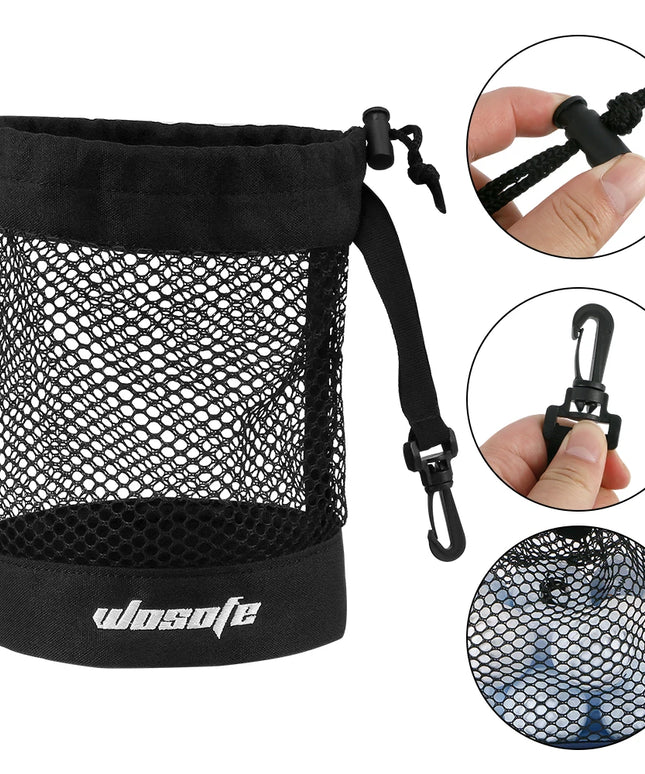 1pc Black Golf Ball Pouch Bag, with High Quality Mesh Nylon and Hanging Plastic Clip,Convenient To Hang On Golf Bag