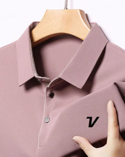 2025 new men's golf jersey summer collar, loose, elastic, quick drying and moisture absorption