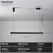 Modern LED linear chandelier for dining room office white bar pendant lights kitchen island lighting black minimalist lamp