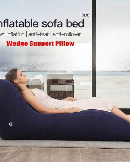 Portable S-shaped Love Position Labor-saving Sitting Inflatable Sofa Bed Yoga Chaise Lounge For Garden Bedroom Folding Furniture