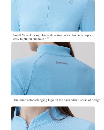 Golfist Golf Women Clothing Autumn Spring Long Sleeve T-shirt Stand Collar Golf Apparel Tennis Athletic Top