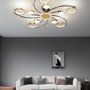 Modern Led Chandelier Gold Aluminum Luxury Pendant Lights For Living Room Bedroom Study Room K9 Crystal Decorative Lamps 90-260V