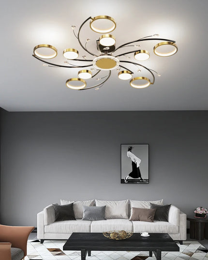 Modern Led Chandelier Gold Aluminum Luxury Pendant Lights For Living Room Bedroom Study Room K9 Crystal Decorative Lamps 90-260V