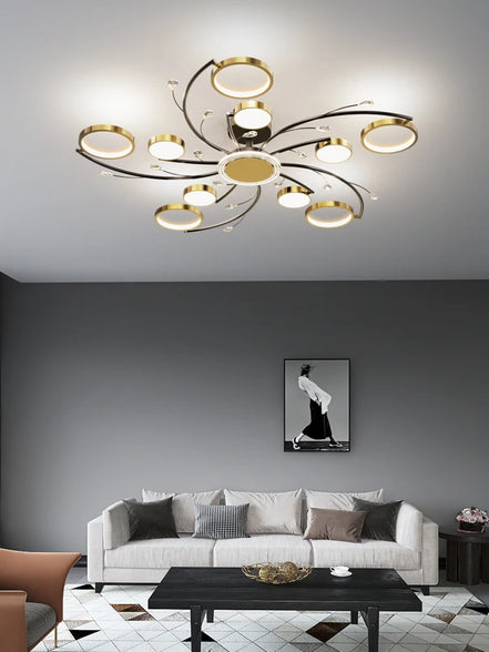 Modern Led Chandelier Gold Aluminum Luxury Pendant Lights For Living Room Bedroom Study Room K9 Crystal Decorative Lamps 90-260V