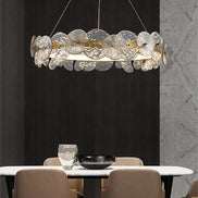 Modern LED Chandelier Lamp For Living Room Bedroom Dining Kitchen Ceiling Lights Ring Glass Flower Design Suspension Light