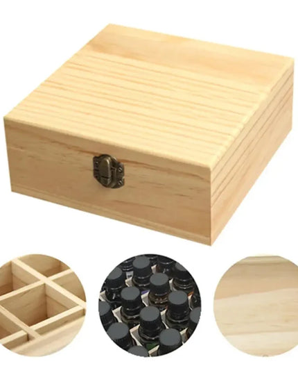 Essential Oil Wooden Storage Box 12/25 Slots Carry Organizer Essential Oil Bottles Aromatherapy Container Storage Box Case