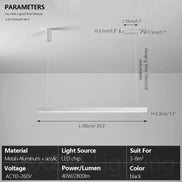 Modern LED linear chandelier for dining room office white bar pendant lights kitchen island lighting black minimalist lamp
