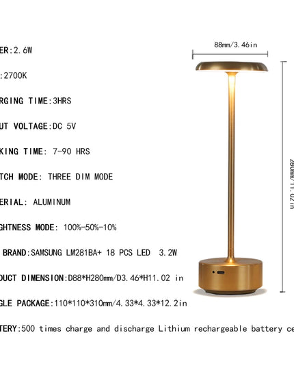 Rechargeable table lamp with warm atmosphere Bar Cafe Restaurant Modern simple decoration LED night light