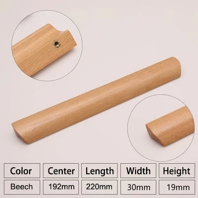 Natural Wood Furniture Handles Kitchen Door Knobs Cabinets Pulls Beech Wooden Handles for Cabinet and Drawers Furniture Hardware