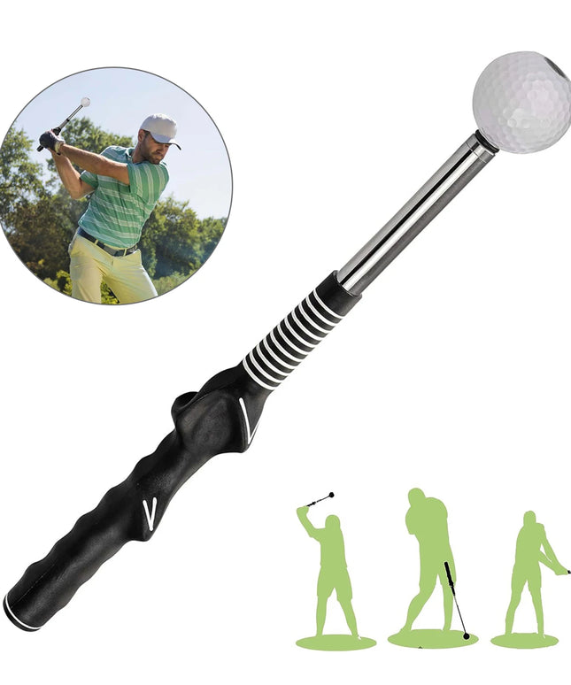 Retractable Golf Swing Trainer with Click Feedback Anti-Slip Rubber Grip Foldable Golf Practice Aid for Indoor Outdoor Training