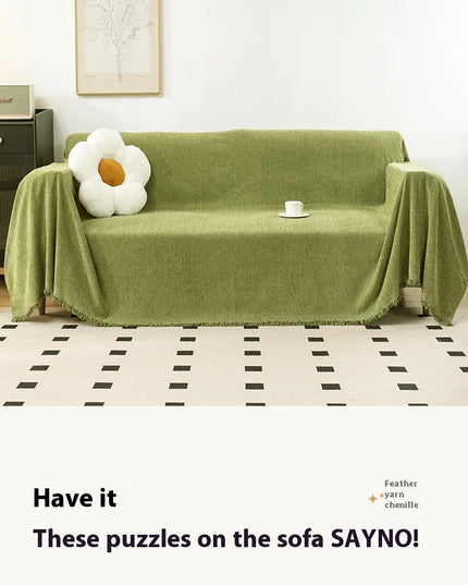 Home Sofa Cover With Tassel Living Room Sofas Blanket Cover Sofa Cover Seat 3 Seater Sofa Blanket Cover Beige