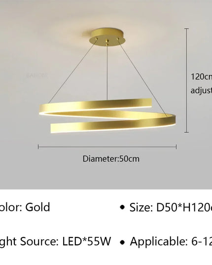 Modern LED spiral chandelier is suitable for living room dining room bedroom study villa home decoration lighting room decoratio
