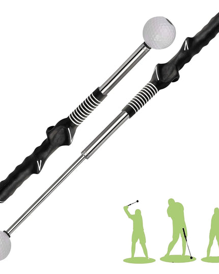 Retractable Golf Swing Trainer with Click Feedback Anti-Slip Rubber Grip Foldable Golf Practice Aid for Indoor Outdoor Training