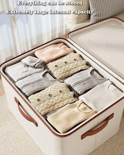 Foldable Clothes Storage Box, Closet Organizer Container with Handle and Zipper,Suitable for Wardrobe, Closet,Blanket (Washable)