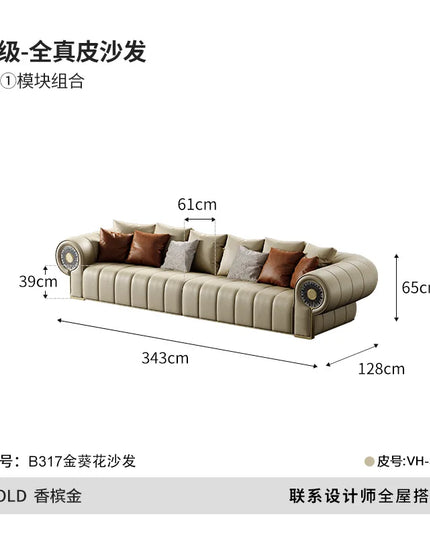 Italian Leather Living Room Sofas Minimalist Luxury Modern Design Sofa Multifunctional Elegant Meuble De Salon Home Furniture