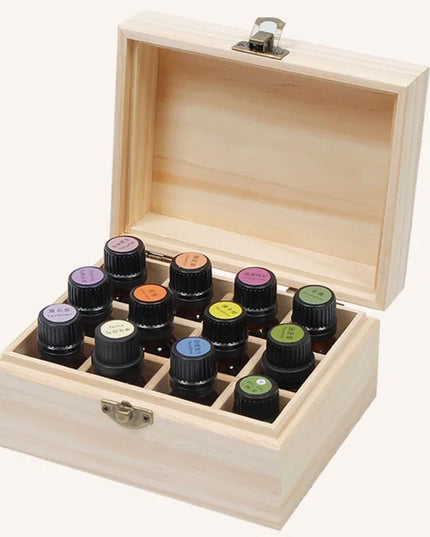 Essential Oil Wooden Storage Box 12/25 Slots Carry Organizer Essential Oil Bottles Aromatherapy Container Storage Box Case