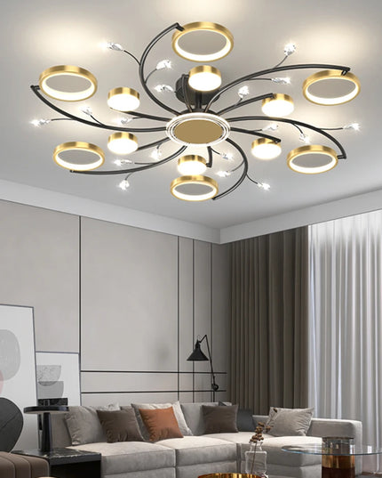 Modern Led Chandelier Gold Aluminum Luxury Pendant Lights For Living Room Bedroom Study Room K9 Crystal Decorative Lamps 90-260V